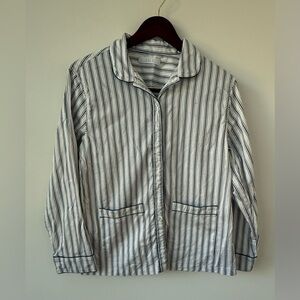 LAKE Pajama Top Striped Cotton Button Front Long Sleeve Sleep Shirt Sz‎ S